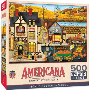 MasterPieces – 500 Piece Jigsaw Puzzle, Large EZ Grip Shapes, Harvest Street Party, Fun for Adults, Seniors, Family, Kids, 19.25″ x 26.75″(Harvest Street Party)