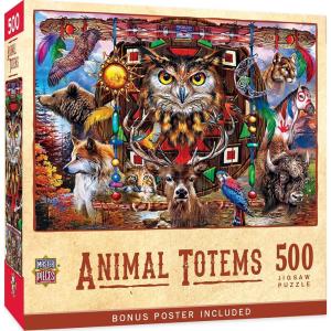 MasterPieces Tribal Spirit – Rise Above 500pc Puzzle – Jigsaw Puzzle with Vibrant Artwork and Durable Pieces – Fun Family Activity, Brain Challenge, and Educational Entertainment for Kids, Teens(Animal Totems)