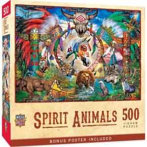 MasterPieces Tribal Spirit – Rise Above 500pc Puzzle – Jigsaw Puzzle with Vibrant Artwork and Durable Pieces – Fun Family Activity, Brain Challenge, and Educational Entertainment for Kids, Teens(Spirit Animals)