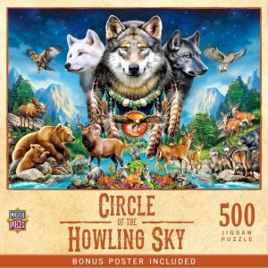 MasterPieces Tribal Spirit – Rise Above 500pc Puzzle – Jigsaw Puzzle with Vibrant Artwork and Durable Pieces – Fun Family Activity, Brain Challenge, and Educational Entertainment for Kids, Teens(Circling of the Howling Sky)