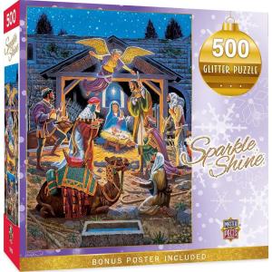 Masterpieces 500 Piece Glitter Christmas Jigsaw Puzzle – Holy Night – 15″x21″
