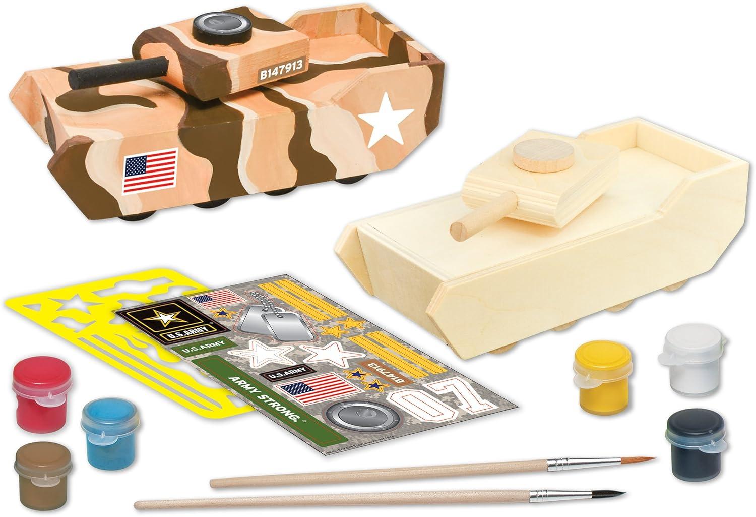 imageWorks of Ahhh US Army Tank Wood Paint Kit NonToxic Military Painting Kit Kid1 count pack of 4