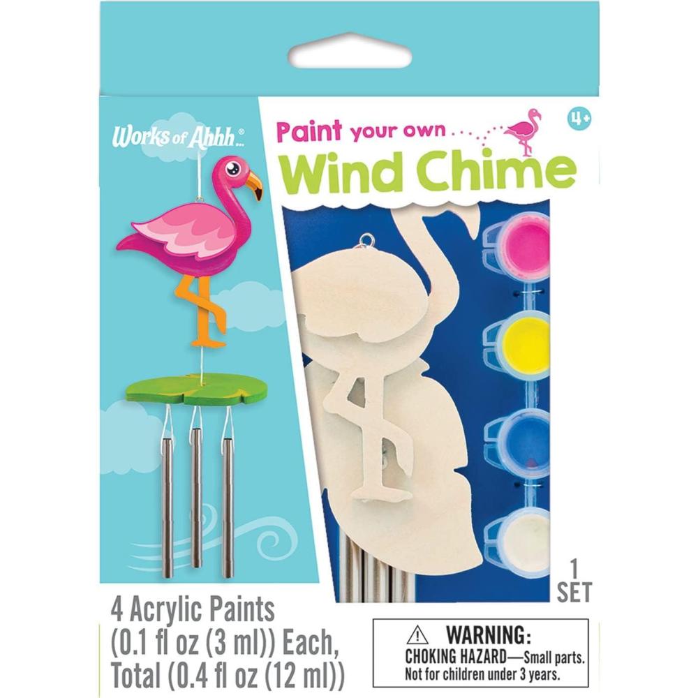 imageWorks of Ahhh Mini Craft Set  Flamingo Wind Chime Build amp Paint Family Craft Set