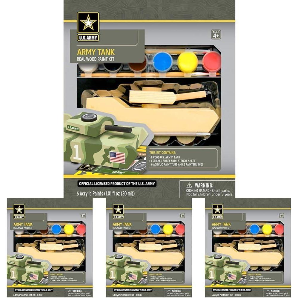 imageWorks of Ahhh US Army Tank Wood Paint Kit NonToxic Military Painting Kit Kid1 count pack of 4