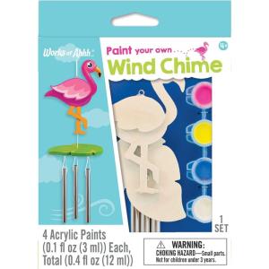 Works of Ahhh… Mini Craft Set – Flamingo Wind Chime Build & Paint Family Craft Set