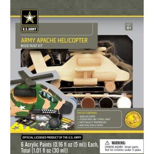 Works of Ahhh… U.S. Army Apache Helicopter Wood Paint Kit – Craft Set, Helicopter Kit – Kid