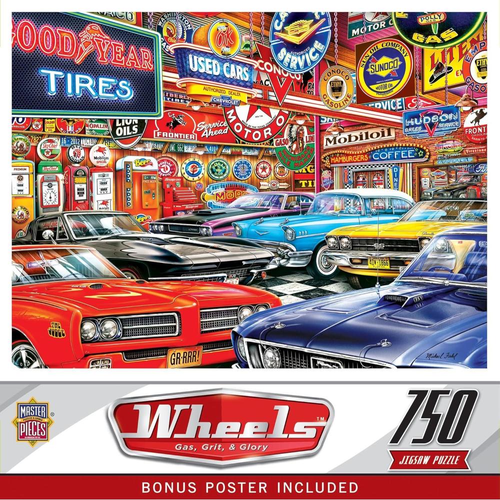 imageMasterPieces 750 Piece Jigsaw Puzzle for Adults and Family Hot Rod Alley 18x24Gas Grit Glory