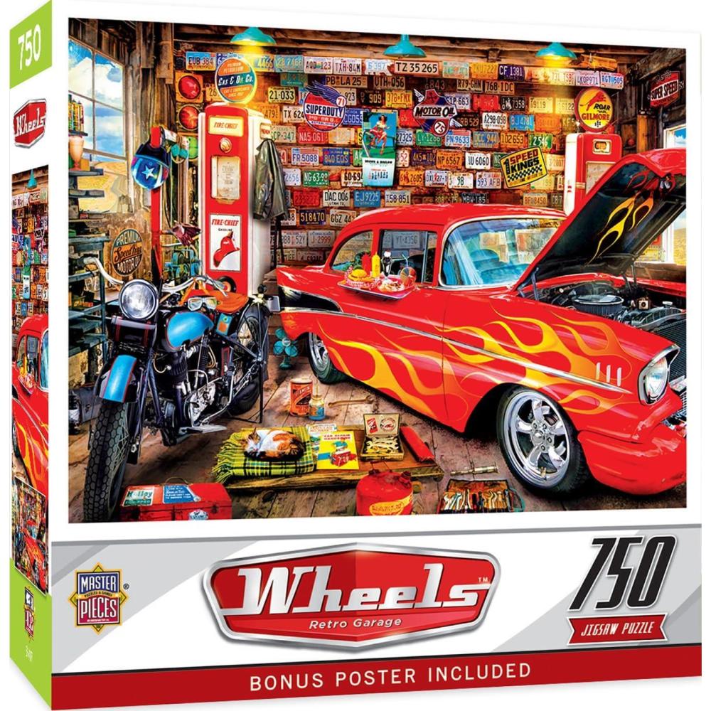 imageMasterPieces 750 Piece Jigsaw Puzzle for Adults and Family Hot Rod Alley 18x24Retro Garage