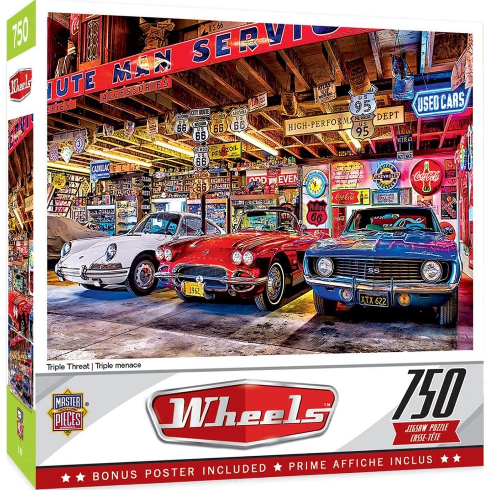 imageMasterPieces 750 Piece Jigsaw Puzzle for Adults and Family Hot Rod Alley 18x24Triple Threat