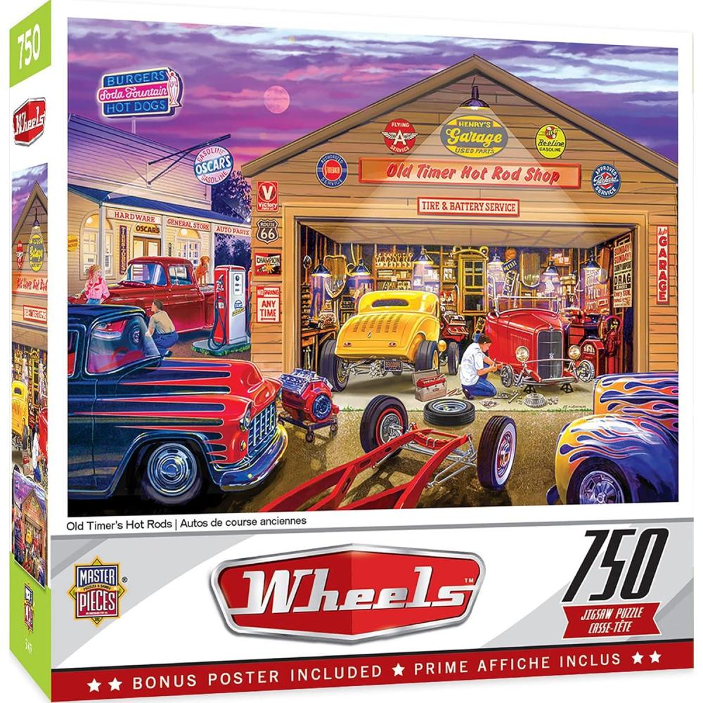 imageMasterPieces 750 Piece Jigsaw Puzzle for Adults and Family  Old Timers Hot Rods  18x24