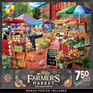 MasterPieces 750 Piece Jigsaw Puzzle for Adults, Family, Or Youth – Town Square Booths – 18″x24″(750 Piece)