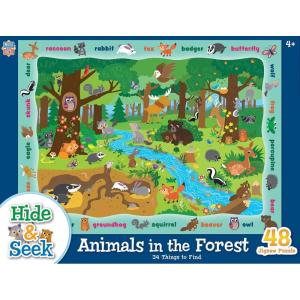 MasterPieces Nature Puzzle – Hide & Seek 48 Piece Jigsaw Puzzle for Kids – Colors in the Ocean – 19″x14″(Animals in the Forest)
