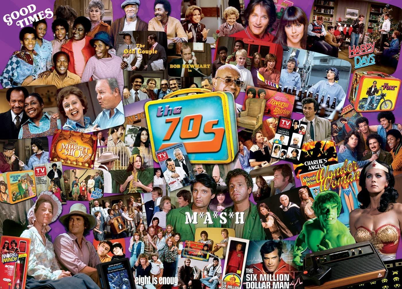 imageMasterPieces 1000 Piece Jigsaw Puzzle 70s TV Shows Collage Fun for Adults Family Kids NonGlare Finish 1925 x 267570s Shows