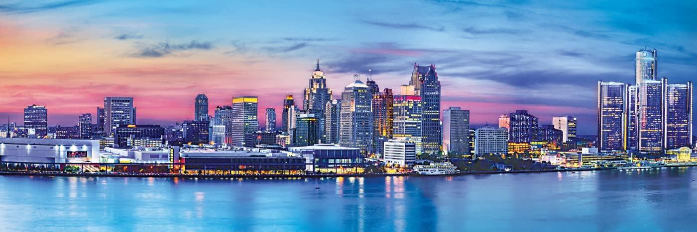 imageMasterPieces 1000 Piece Jigsaw Puzzle Boston Skyline Panoramic Fun for Adults Family Kids 13x39Detroit