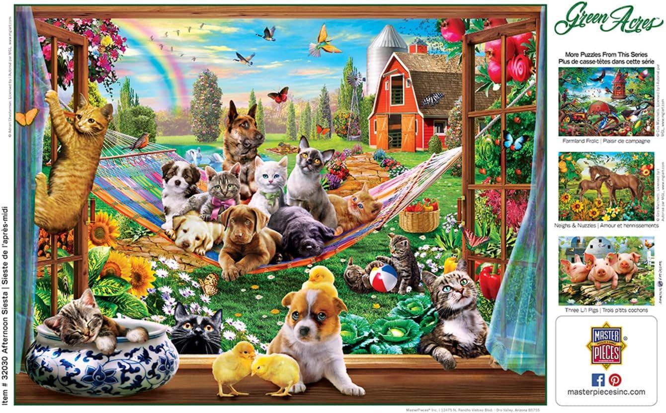 imageMasterPieces 300 Piece Jigsaw Puzzle Large EZ Grip Shapes Afternoon Siesta Fun for Adults Seniors Family Kids Matte Finish 18x24300 Piece