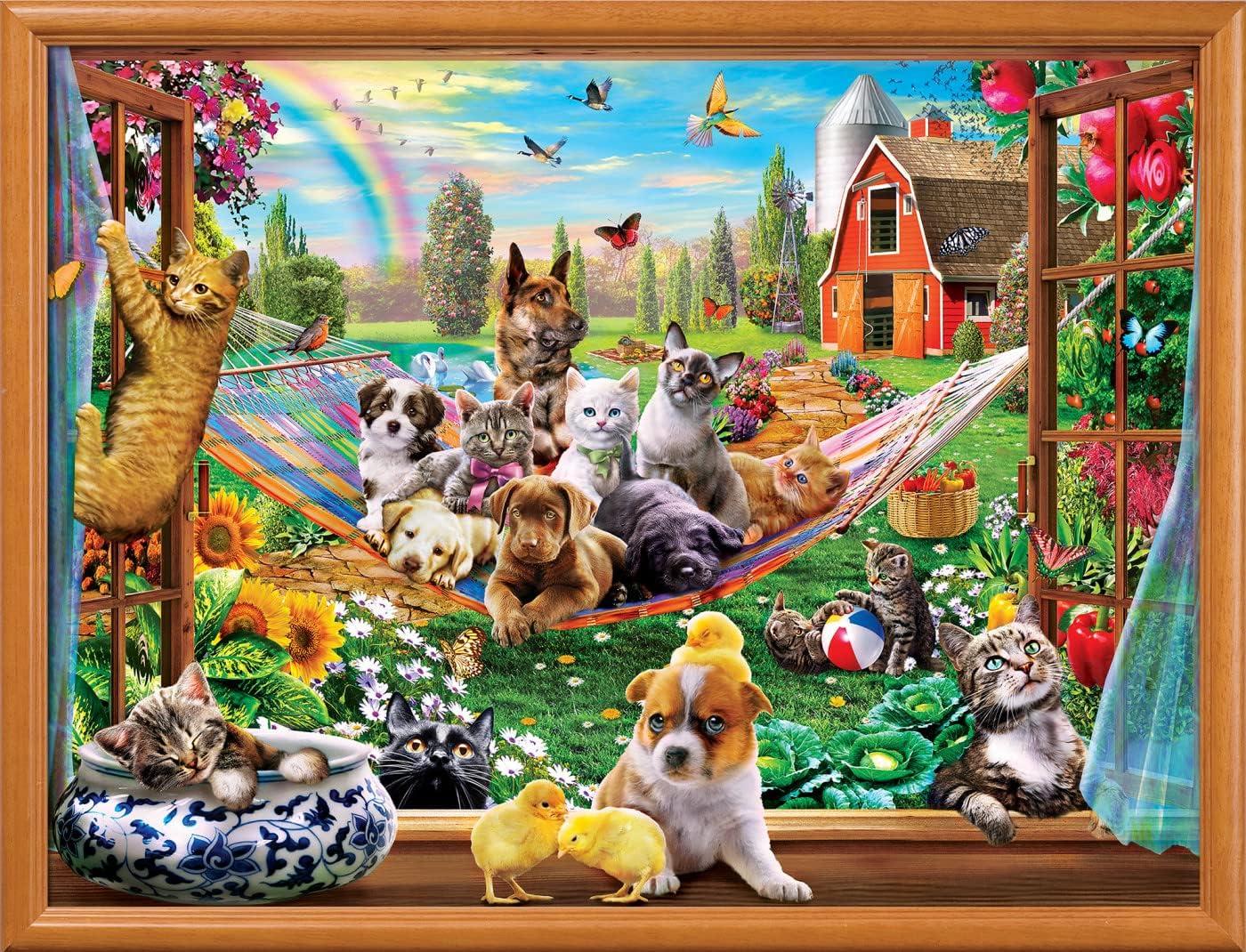 imageMasterPieces 300 Piece Jigsaw Puzzle Large EZ Grip Shapes Afternoon Siesta Fun for Adults Seniors Family Kids Matte Finish 18x24300 Piece