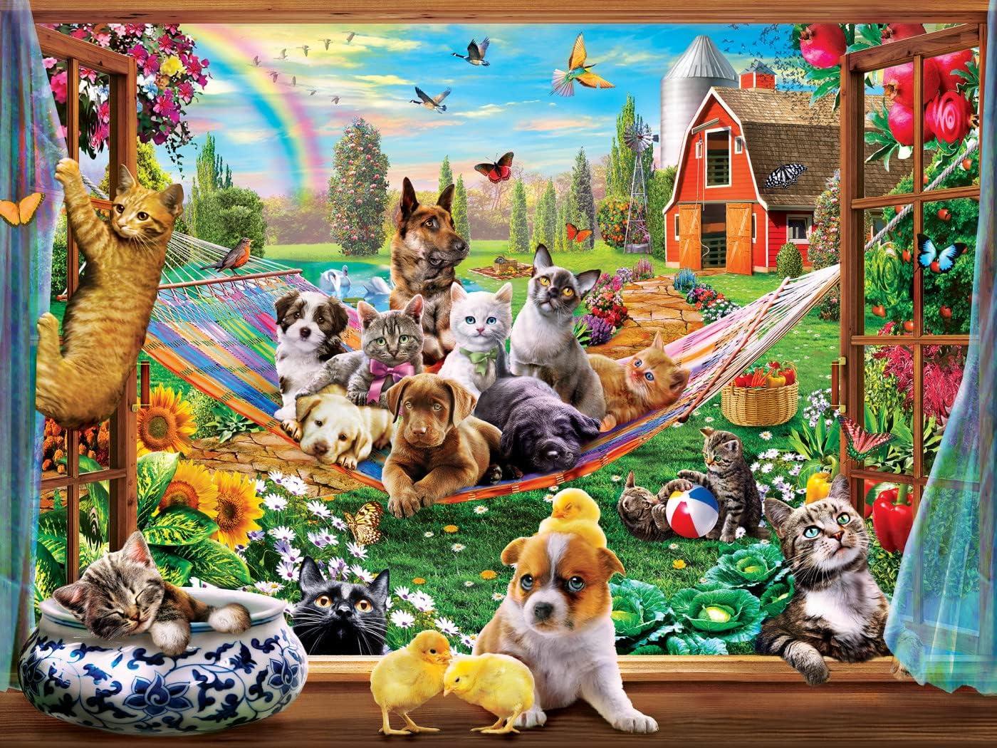 imageMasterPieces 300 Piece Jigsaw Puzzle Large EZ Grip Shapes Afternoon Siesta Fun for Adults Seniors Family Kids Matte Finish 18x24300 Piece