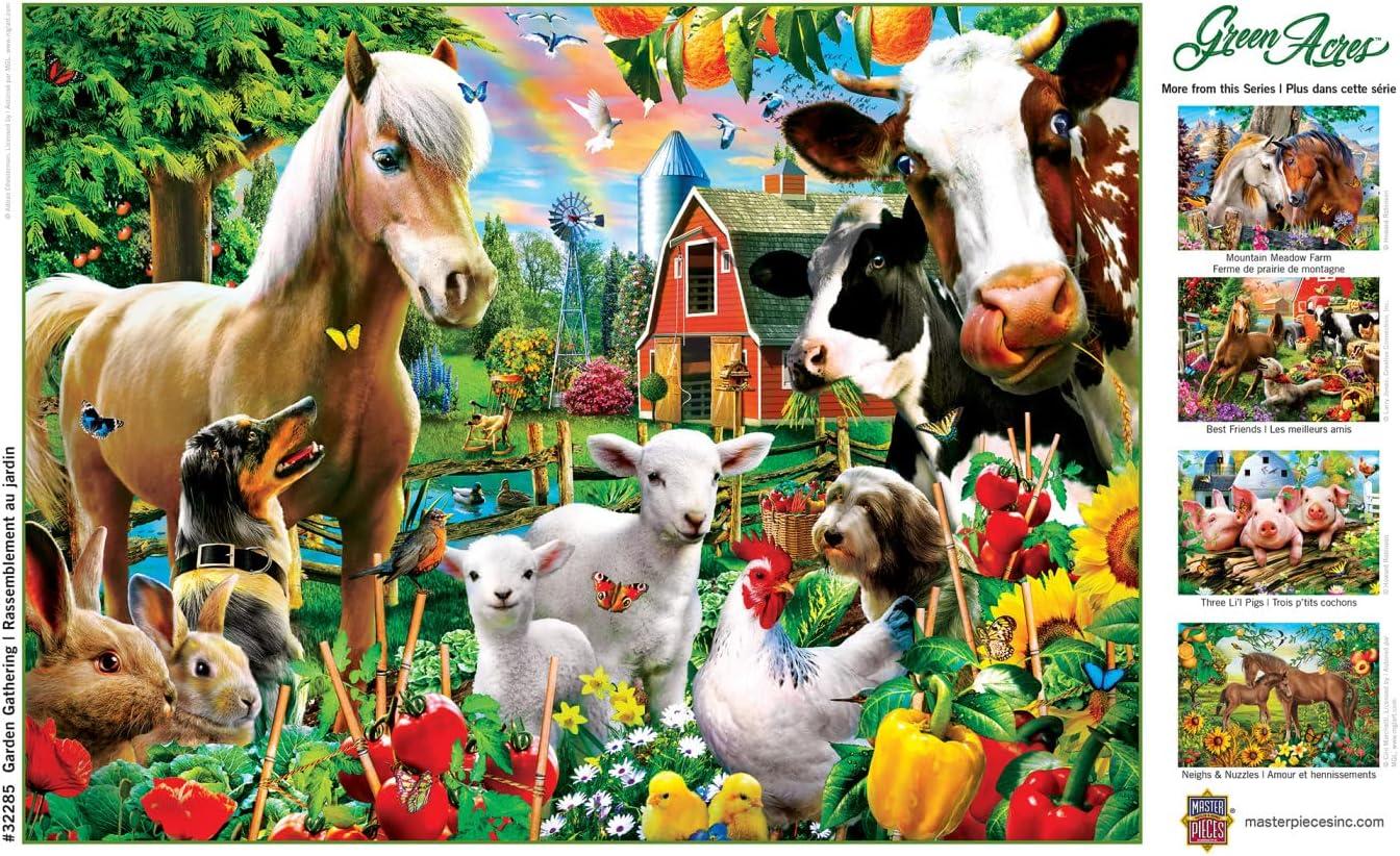 imageMasterPieces 300 Piece Jigsaw Puzzle Large EZ Grip Shapes Garden Gathering Fun for Adults Seniors Family Kids Matte Finish 18x24300 Piece