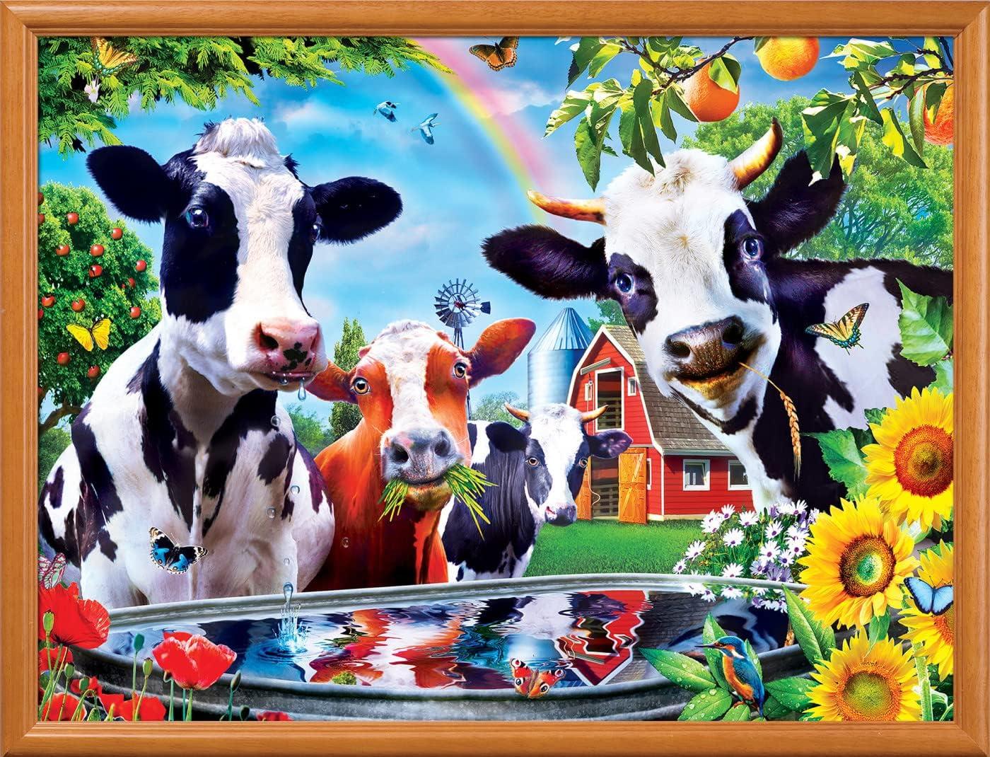 imageMasterPieces 300 Piece Jigsaw Puzzle Large EZ Grip Shapes Moo Love Fun for Adults Seniors Family Kids Matte Finish 18x24300 Piece