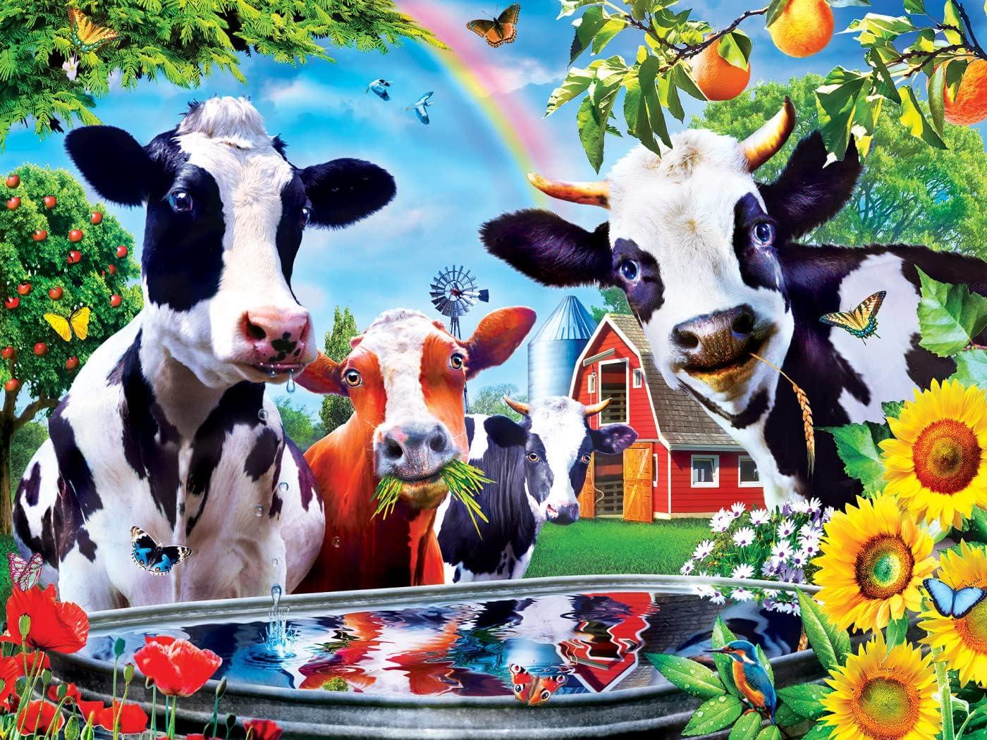 imageMasterPieces 300 Piece Jigsaw Puzzle Large EZ Grip Shapes Moo Love Fun for Adults Seniors Family Kids Matte Finish 18x24300 Piece