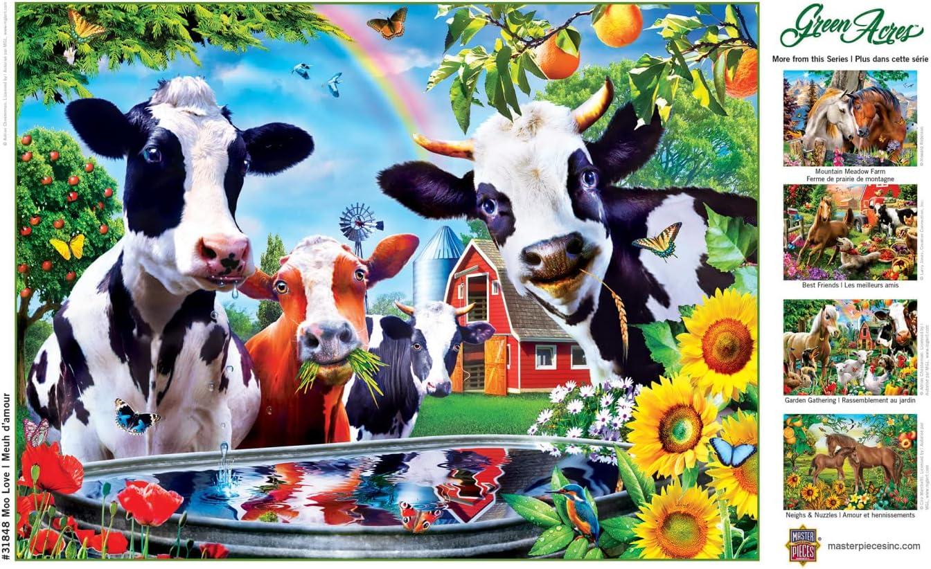 imageMasterPieces 300 Piece Jigsaw Puzzle Large EZ Grip Shapes Moo Love Fun for Adults Seniors Family Kids Matte Finish 18x24300 Piece
