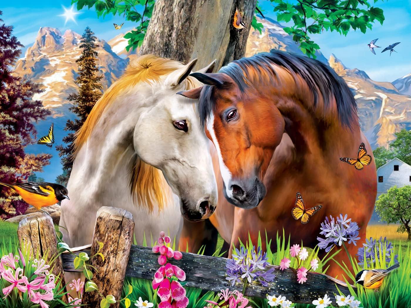 imageMasterPieces 300 Piece Jigsaw Puzzle Large EZ Grip Shapes Mountain Meadow Farm Fun for Adults Seniors Family Kids Matte Finish 18 x24300 Piece