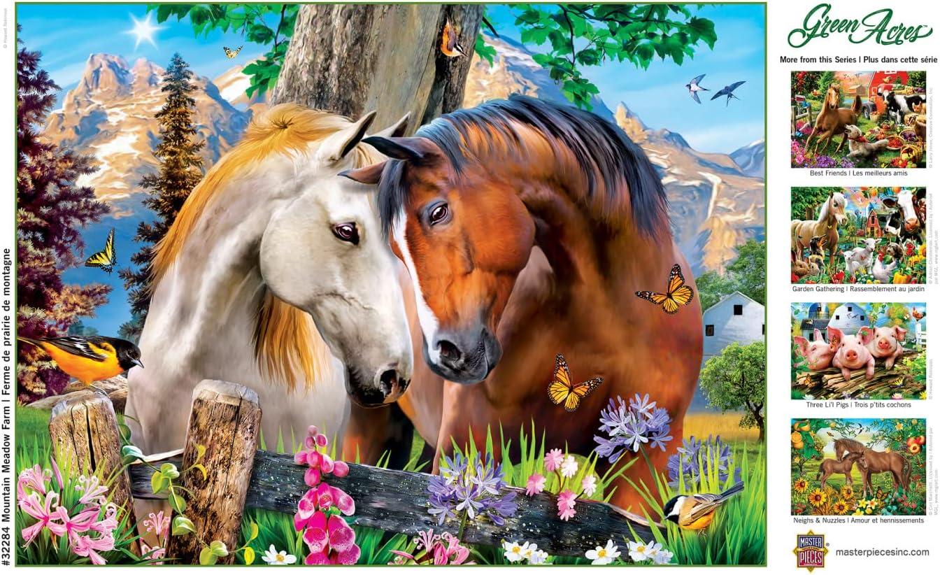 imageMasterPieces 300 Piece Jigsaw Puzzle Large EZ Grip Shapes Mountain Meadow Farm Fun for Adults Seniors Family Kids Matte Finish 18 x24300 Piece