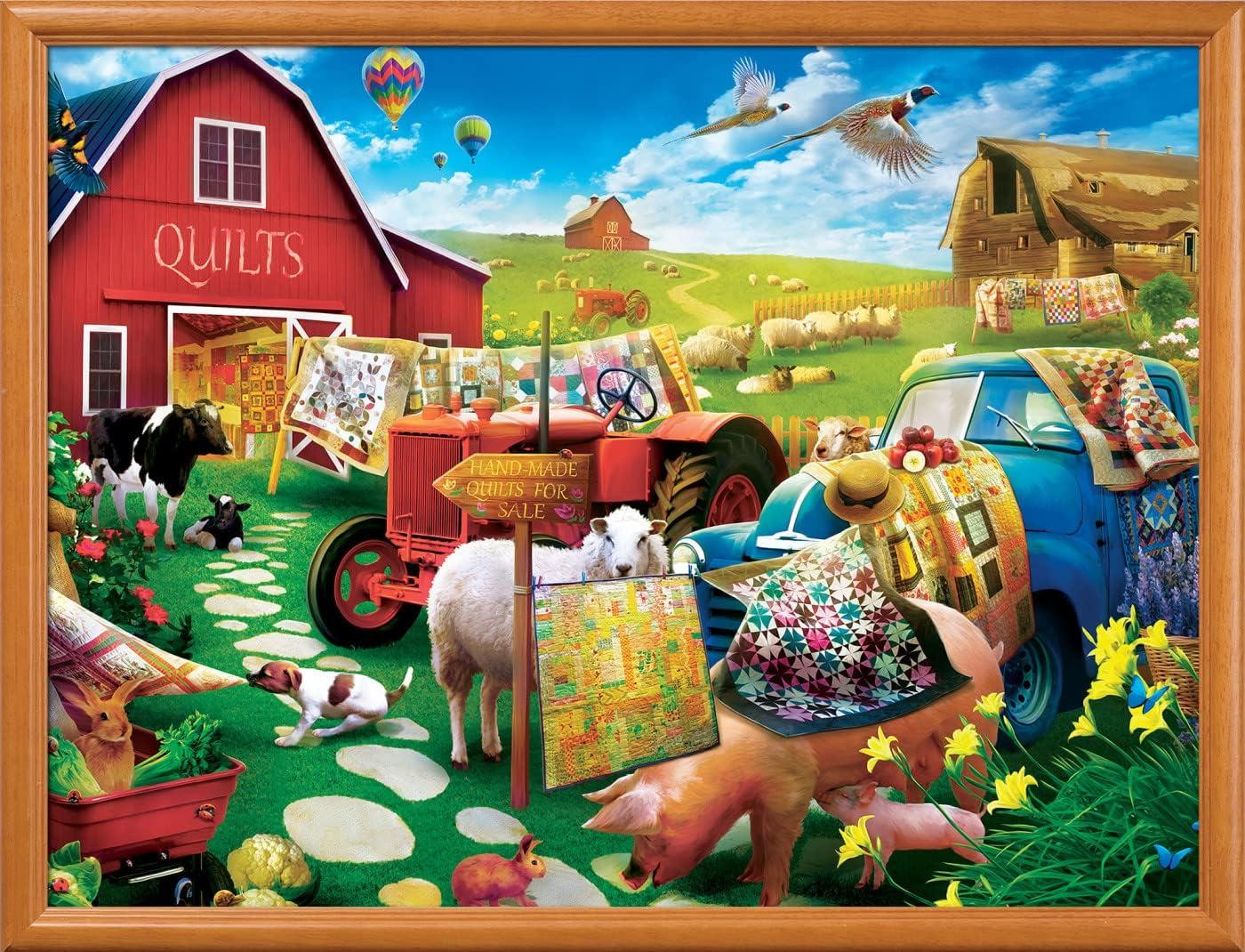 imageMasterPieces 300 Piece Jigsaw Puzzle Large EZ Grip Shapes Quilt Country Fun for Adults Seniors Family Kids Matte Finish 18 x24300 Piece