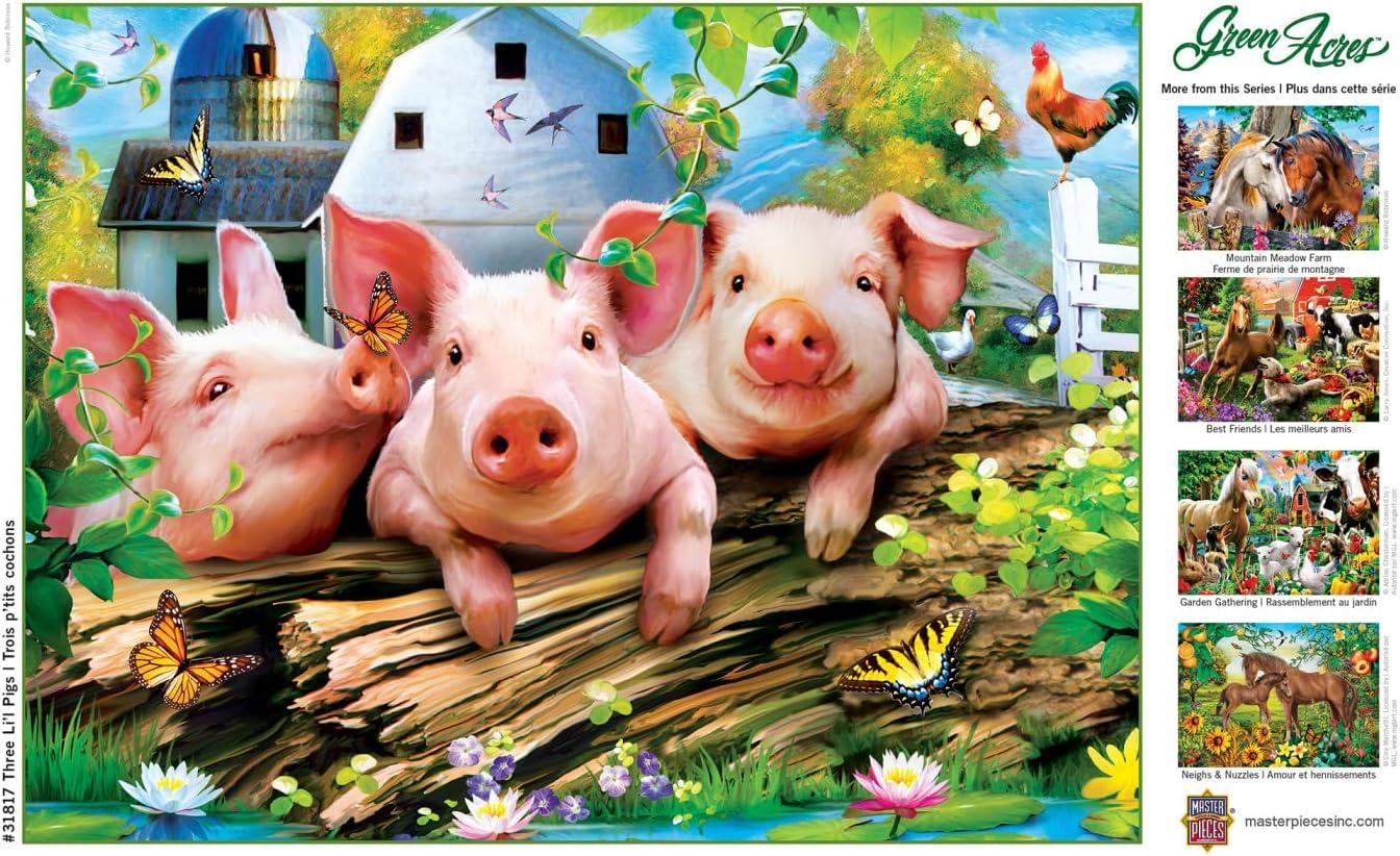 imageMasterPieces 300 Piece Jigsaw Puzzle Large EZ Grip Shapes Three Lil Pigs Fun for Adults Seniors Family Kids Matte Finish 18x24Three Lil Pigs