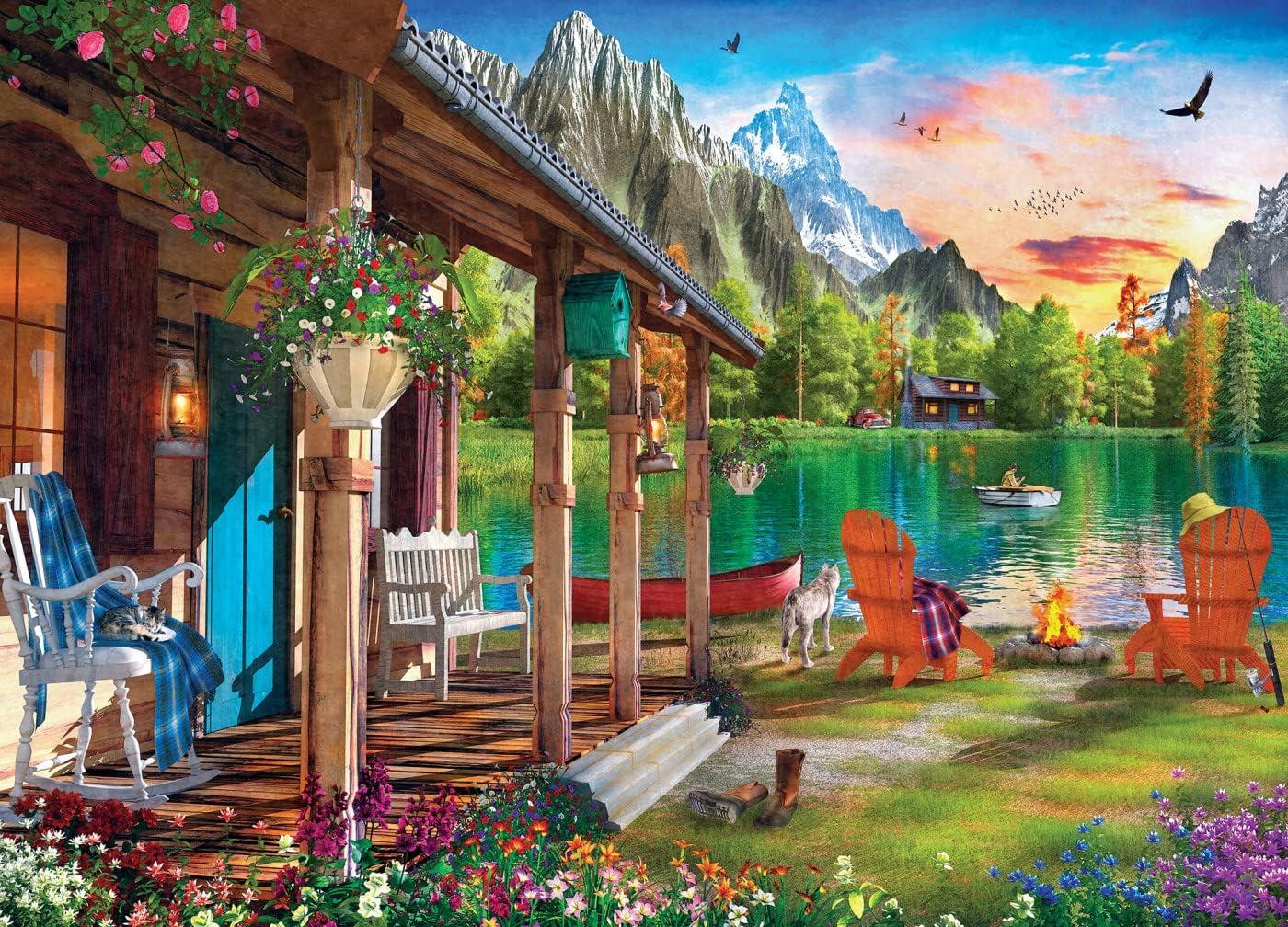 imageMasterPieces 1000 Piece Jigsaw Puzzle for Adults Family Or Youth Fishing with Pappy 1925x2675Evening On The Lake