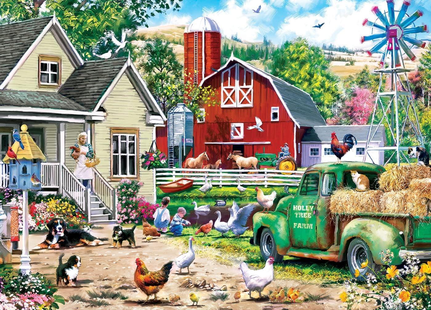 imageMasterPieces 1000 Piece Jigsaw Puzzle for Adults Family Or Youth The Barnyard Crowd 2675x 1925Holly Tree Farm