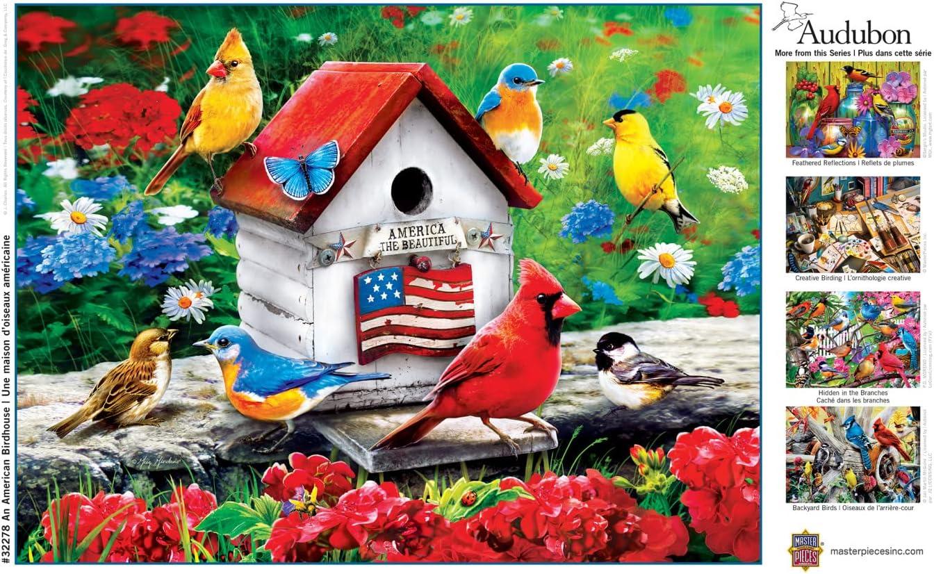 imageMasterPieces 300 Piece EZ Grip Jigsaw Puzzle Feathered Reflections 18x24An American Birdhouse