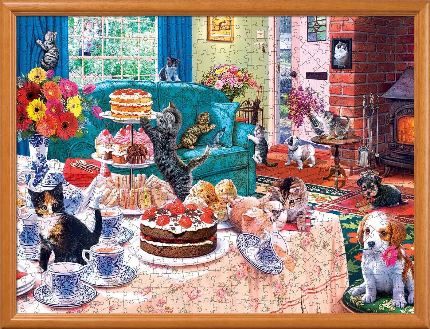 imageMasterPieces 550 Piece Jigsaw Puzzle for Adults Family Or Youth Pets Play Room 18x24Tea Time Terrors