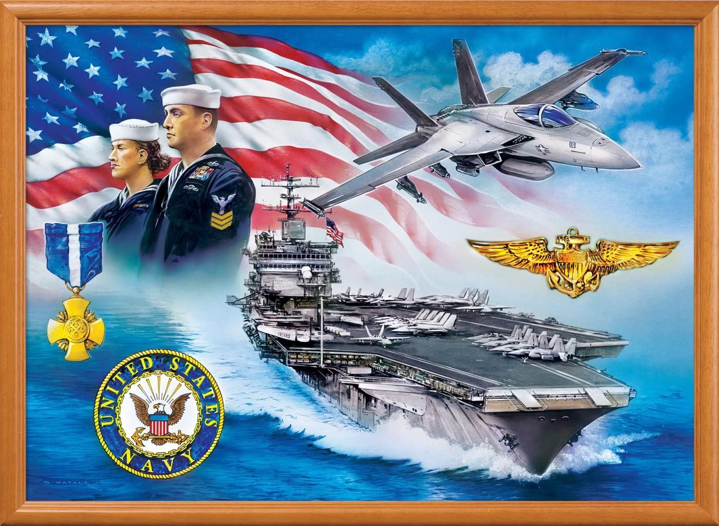 imageMasterPieces US Army Firepower 1000 Piece Jigsaw Puzzle Jigsaw Puzzle with Vibrant Artwork and Durable Pieces Fun Family Activity Brain Challenge and Educational Entertainment for Kids or TeensUS Navy Anchors Aweigh