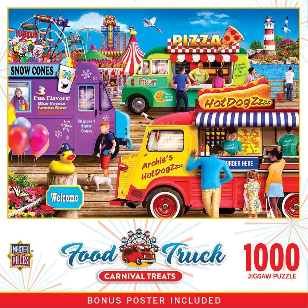 imageFood Truck  Carnival Treats 1000pc Puzzle  Jigsaw Puzzle with Vibrant Artwork and Durable Pieces  Fun Family Activity Brain Challenge and Educational Entertainment for Kids Teens and Adults1000 Piece