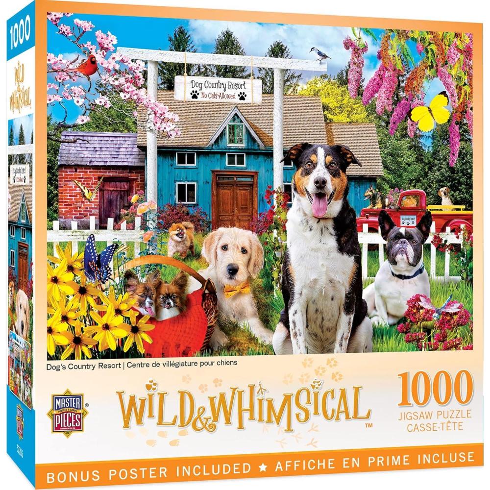 imageMasterPieces 1000 Piece Jigsaw Puzzle Birthday Party Funny Animals Activity for Adults Family Kids Matte Finish 1925 x 2675Dog Country Resort