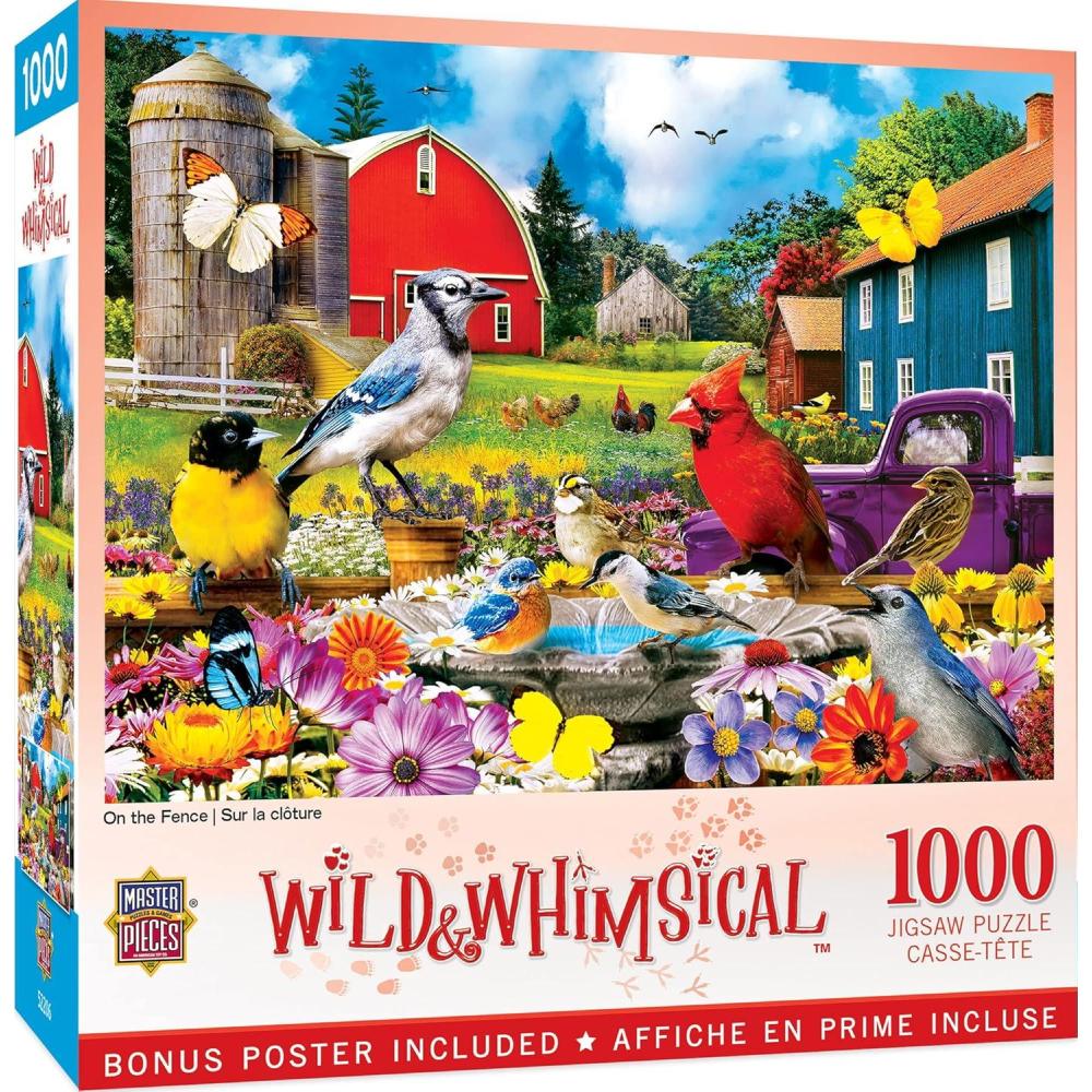 imageMasterPieces 1000 Piece Jigsaw Puzzle Birthday Party Funny Animals Activity for Adults Family Kids Matte Finish 1925 x 2675On the Fence