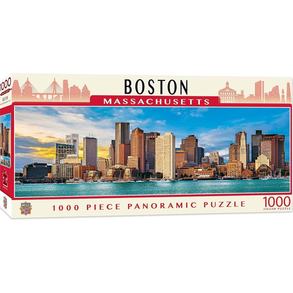imageMasterPieces 1000 Piece Jigsaw Puzzle Boston Skyline Panoramic Fun for Adults Family Kids 13x39Boston