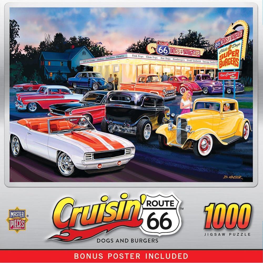 imageMasterPieces  1000 Piece Jigsaw Puzzle Route 66 Dogs and Burgers Fun for Adults Family Kids 1925 x 26751000