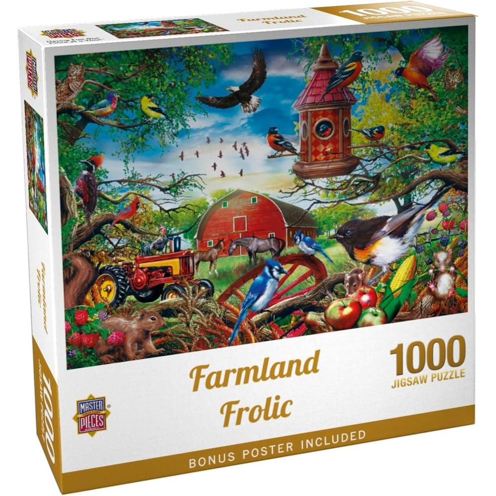 imageMasterPieces 300 Piece Jigsaw Puzzle Large EZ Grip Shapes Farmland Frolic Fun for Adults Seniors Family Kids Matte Finish 18 x241000 Piece