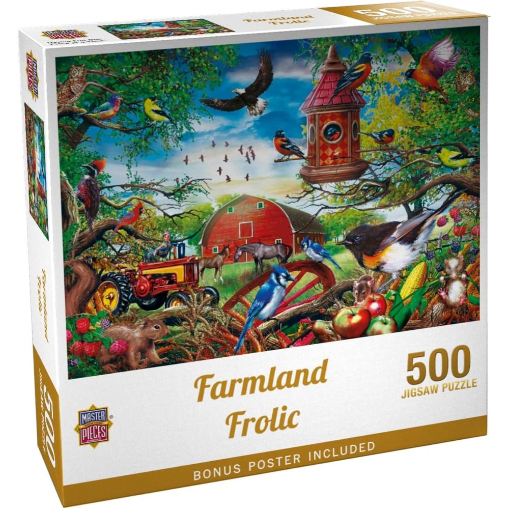 imageMasterPieces  300 Piece Jigsaw Puzzle Large EZ Grip Shapes Farmland Frolic Fun for Adults Seniors Family Kids Matte Finish 18 x24500 Piece