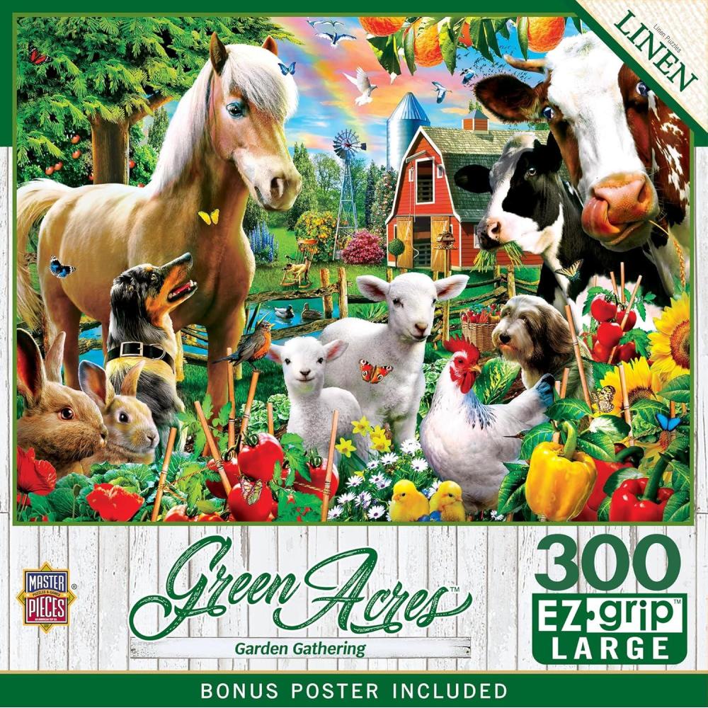 imageMasterPieces 300 Piece Jigsaw Puzzle Large EZ Grip Shapes Garden Gathering Fun for Adults Seniors Family Kids Matte Finish 18x24300 Piece