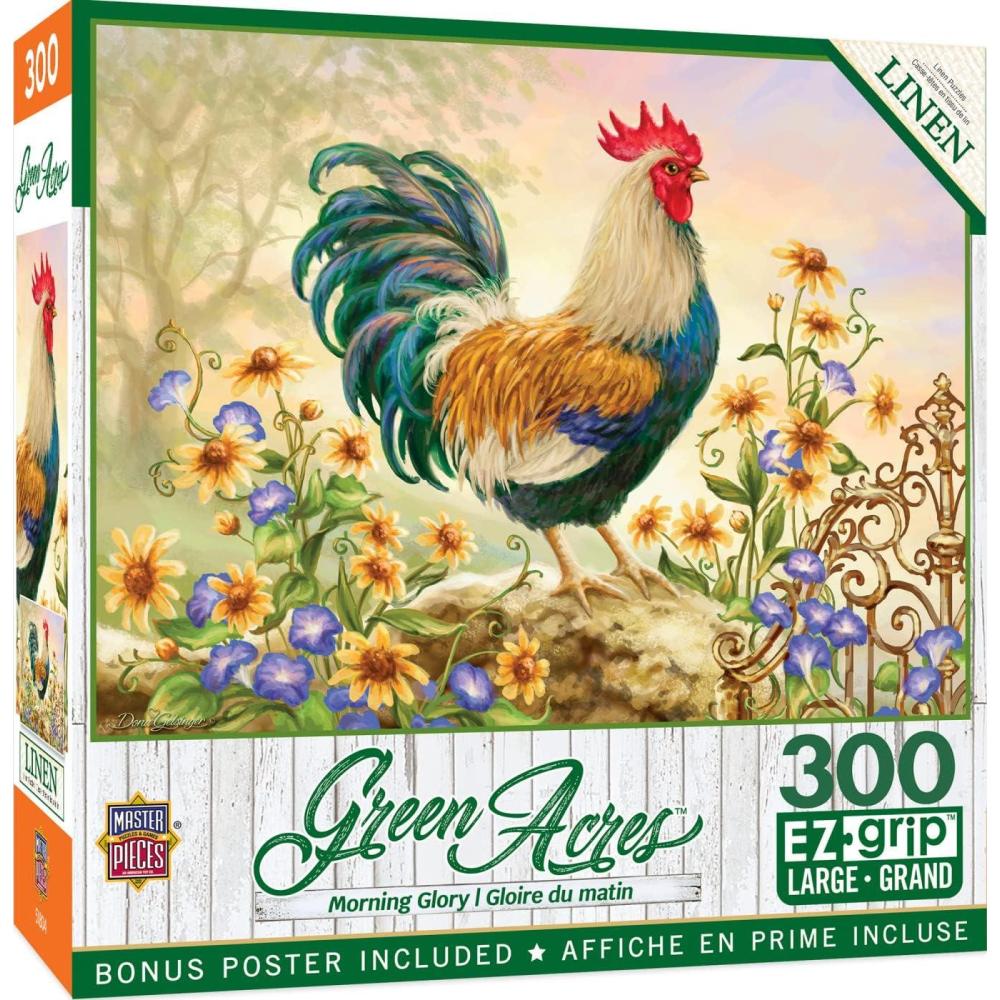 imageMasterPieces 300 Piece Jigsaw Puzzle Large EZ Grip Shapes Three Lil Pigs Fun for Adults Seniors Family Kids Matte Finish 18x24Morning Glory