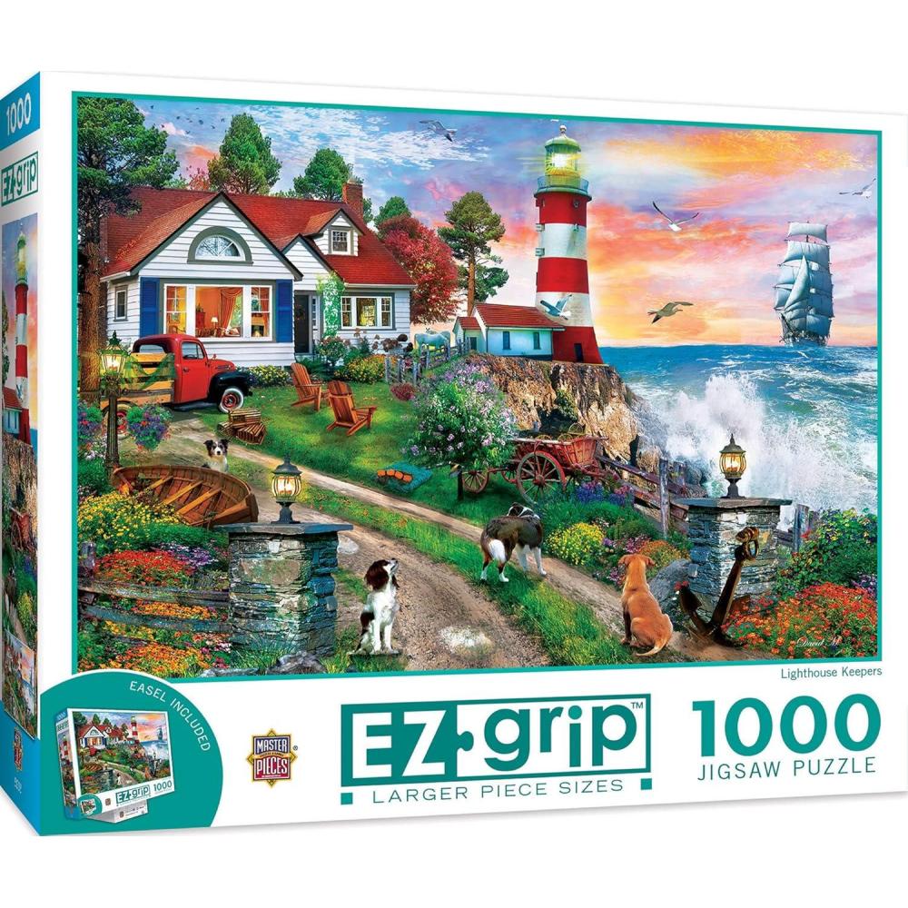 imageMasterPieces 1000 Piece EZ Grip Jigsaw Puzzle for Adults Family Or Youth Laundry Day Rascals 235x34Lighthouse Keepers