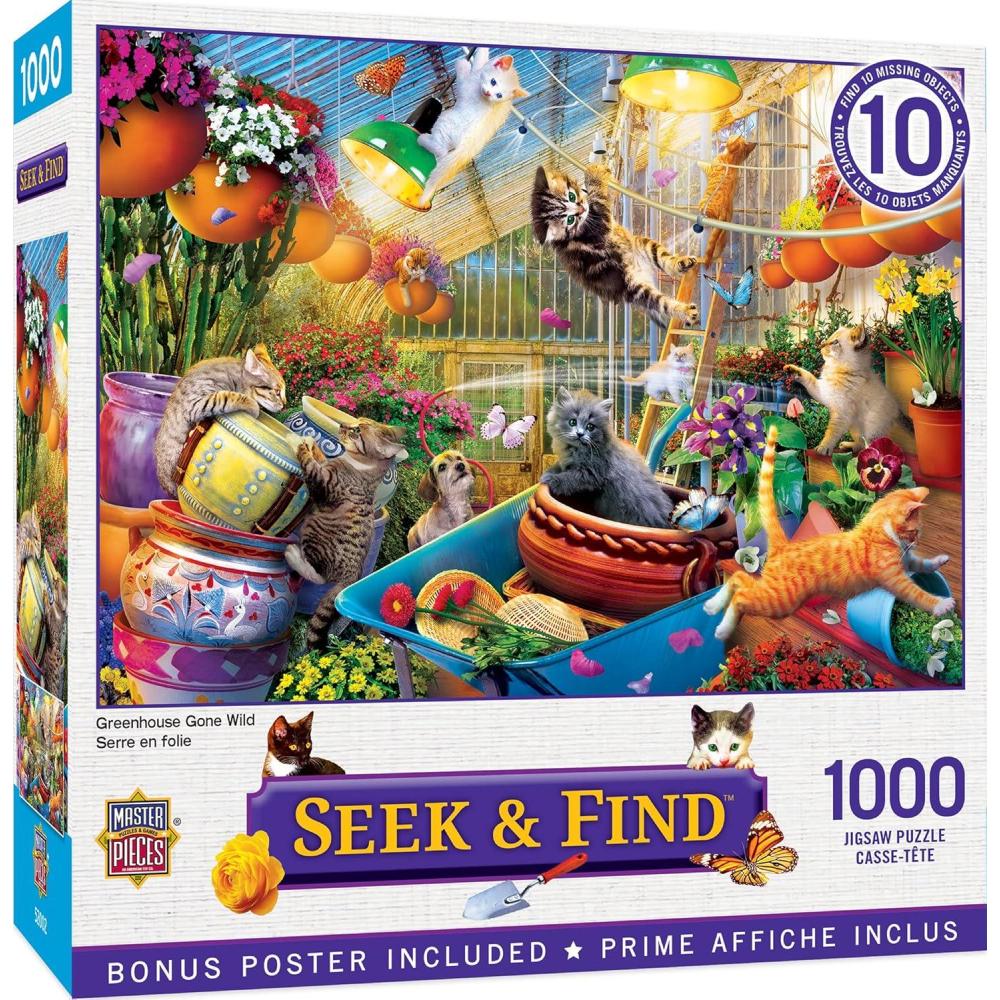 imageMasterPieces 1000 Piece Seek amp Find Jigsaw Puzzle for Adults Family Or Youth Van Life 1925x2675Greenhouse Gone Wild