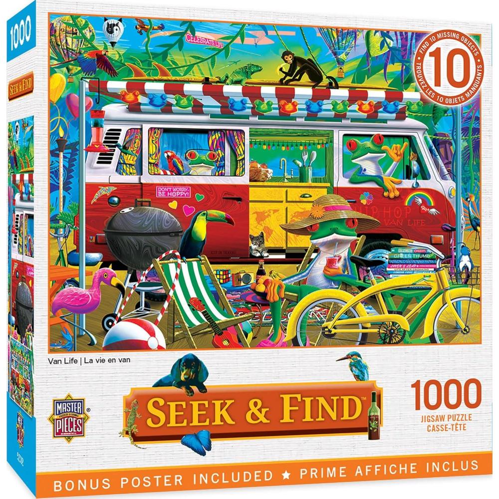 imageMasterPieces 1000 Piece Seek amp Find Jigsaw Puzzle for Adults Family Or Youth  Van Life  1925x2675Van Life