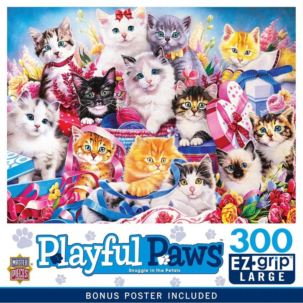 imageMasterPieces 300 Piece EZ Grip Jigsaw Puzzle A Lazy Afternoon 18x24Snuggle in the Petals