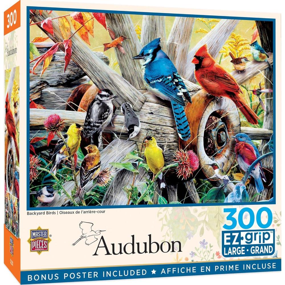 imageMasterPieces 300 Piece EZ Grip Jigsaw Puzzle Feathered Reflections 18x24Backyard Birds