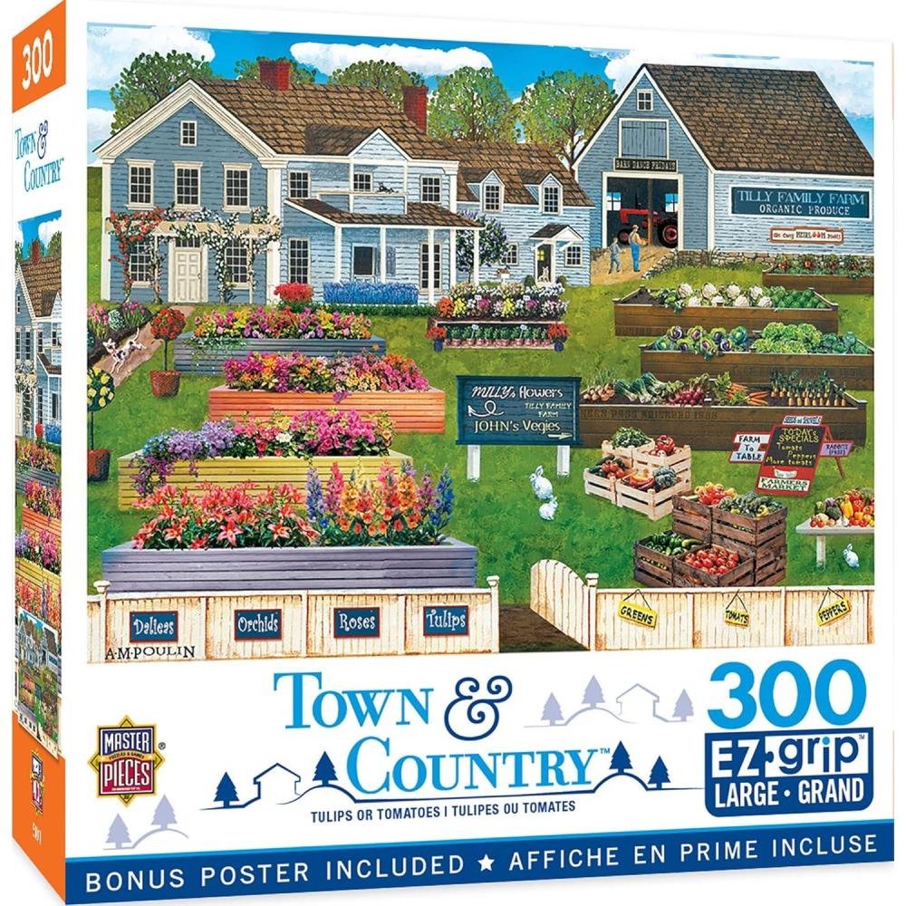 imageMasterPieces 300 Piece EZ Grip Jigsaw Puzzle Jolly Time Circus 18x24Tulips or Tomatoes
