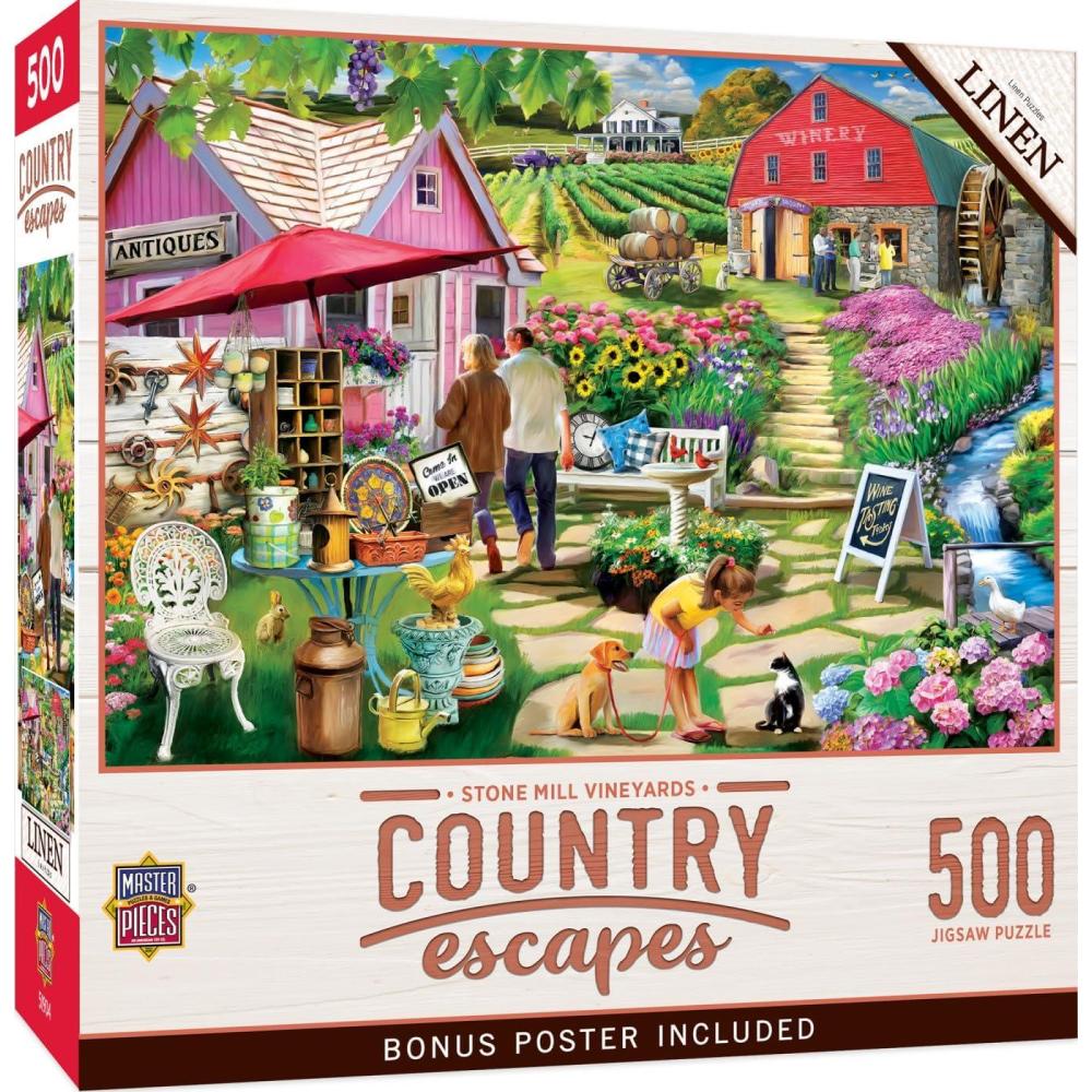 imageMasterPieces 500 Piece Jigsaw Puzzle for Adults Family Or Youth Afternoon Escape 15x21Stone Mill Vineyards